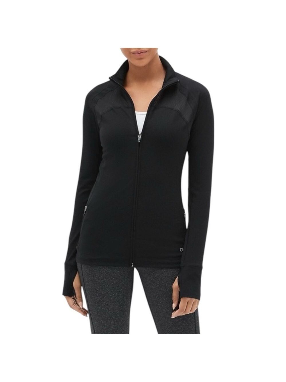 Gap Fit Dri Fit Sweat Wicking Zip Up Tight Fit Longer Length Training Jacket